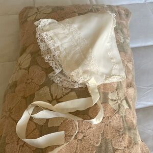 Cream Lace vintage baby Bonnet